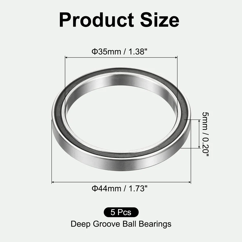 5Pcs 6707-2RS Deep Groove Ball Bearings 35x44x5mm ABEC3 Bearing