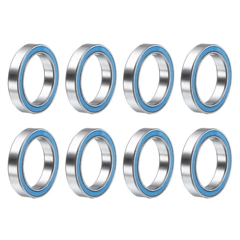 8pcs 6702-2RS Deep Groove Ball Bearings 15x21x4mm, P6(ABEC3), Blue