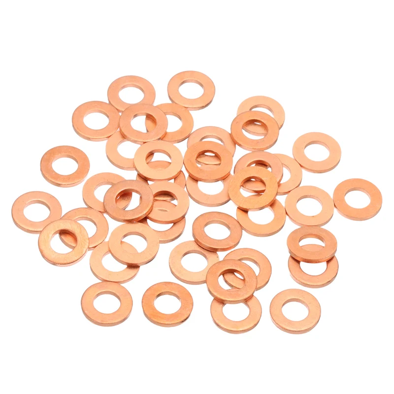 40Pcs M6 Flat Copper Washers 6x12x1.5mm Copper Flat Sealing Ring Washers