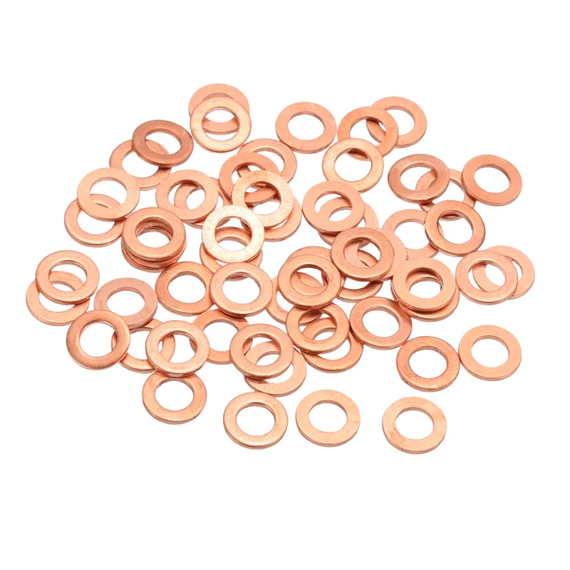 60Pcs M5 Flat Copper Washers 5x9x1mm Copper Flat Sealing Ring Washers