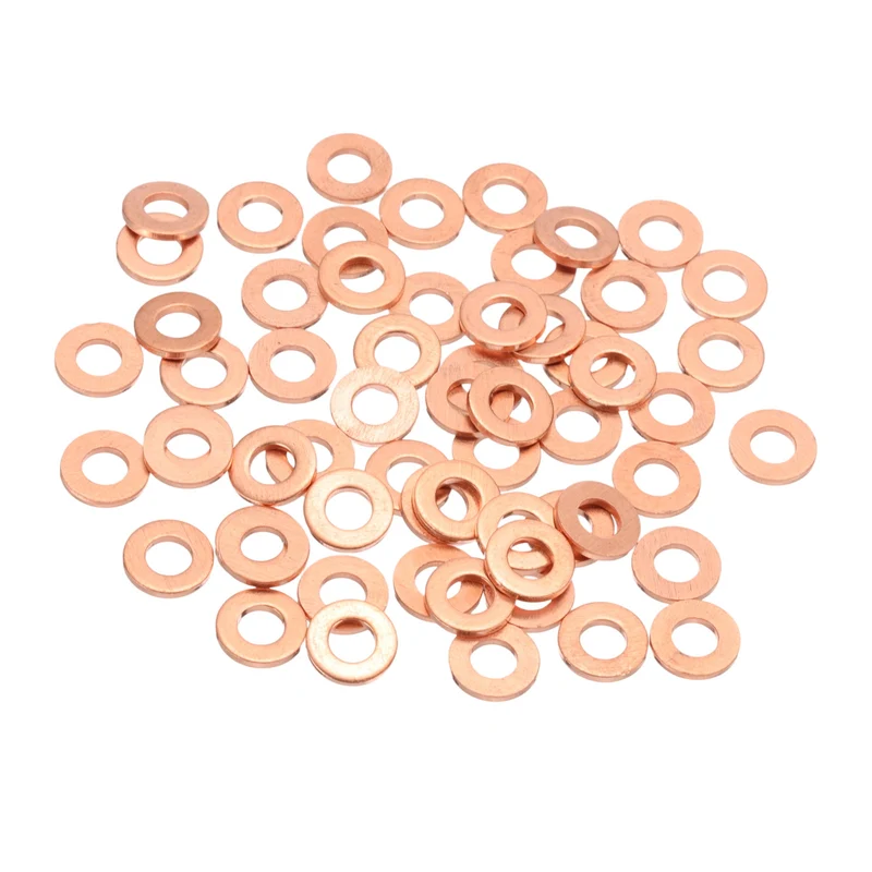 60Pcs M4 Flat Copper Washers 4x8x1mm Copper Flat Sealing Ring Washers