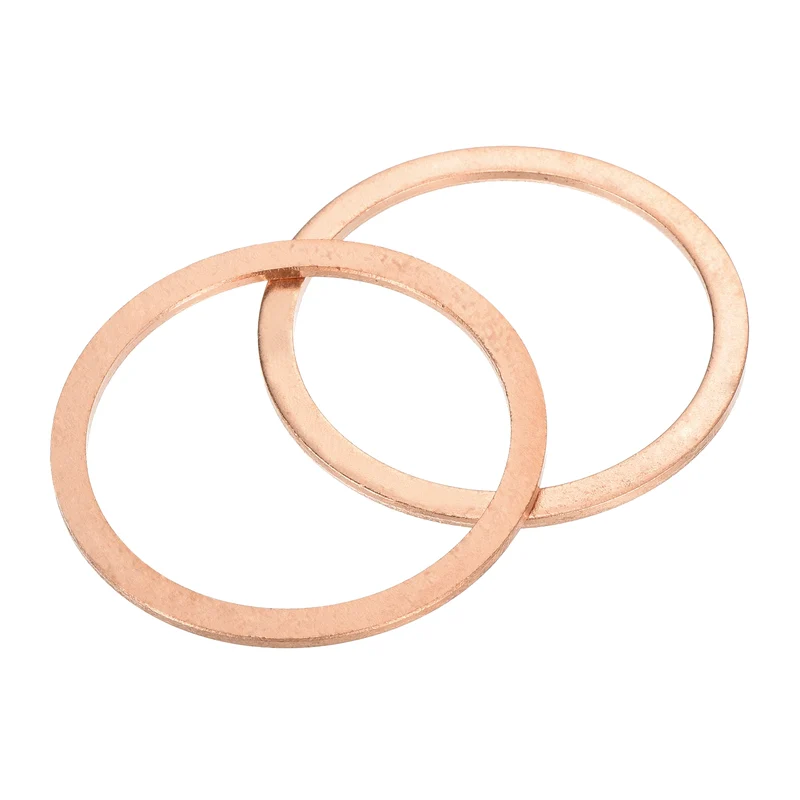2 Pcs Flat Copper Washers 42x50x2mm Copper Flat Sealing Ring Washers