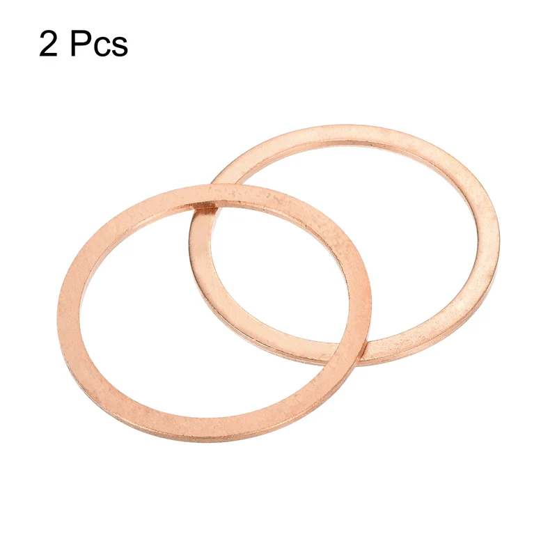 2 Pcs Flat Copper Washers 42x50x2mm Copper Flat Sealing Ring Washers