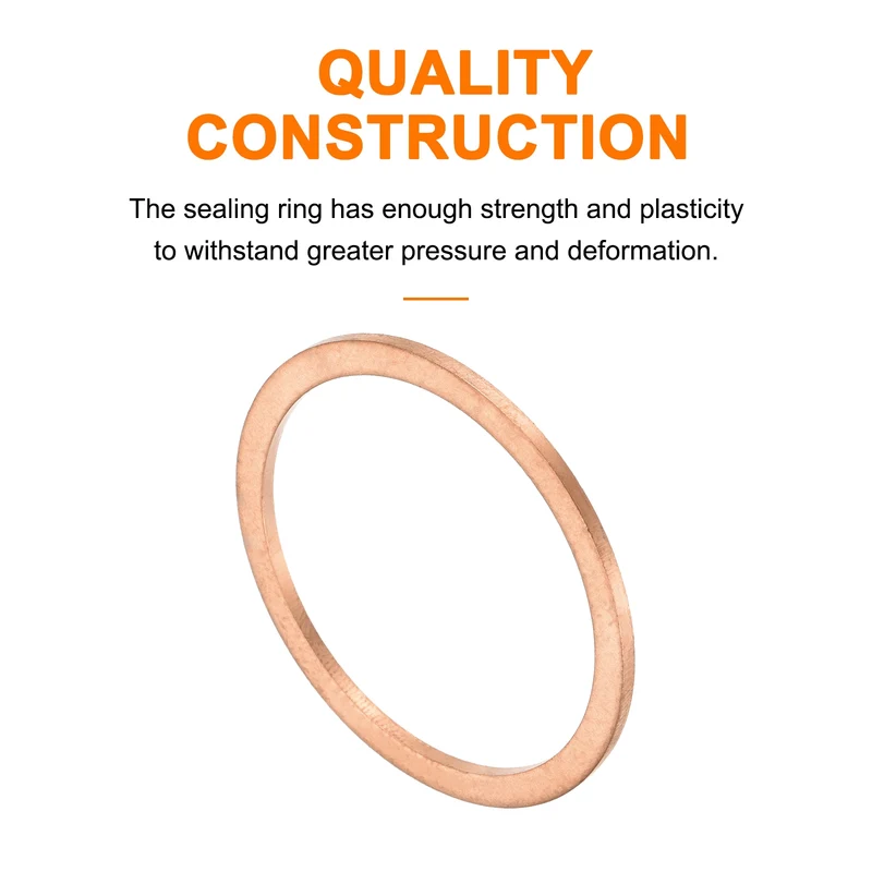 2 Pcs Flat Copper Washers 42x50x2mm Copper Flat Sealing Ring Washers