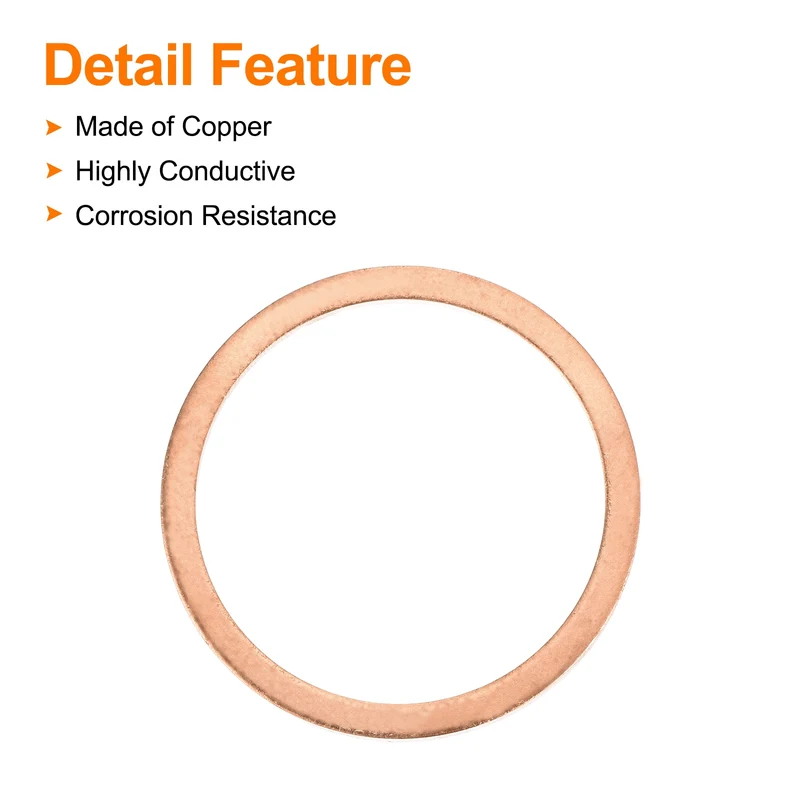 2 Pcs Flat Copper Washers 42x50x2mm Copper Flat Sealing Ring Washers