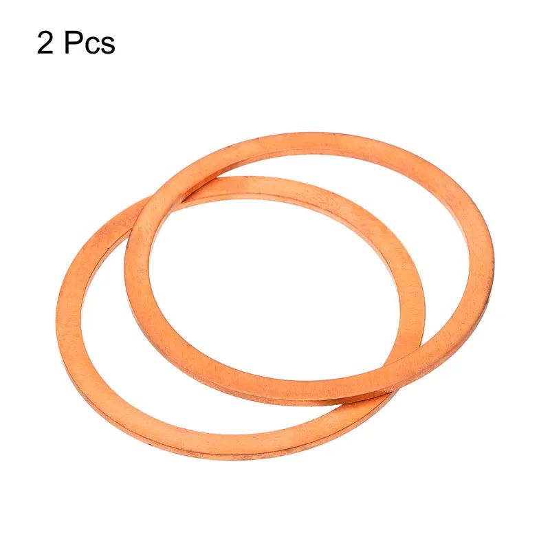 2 Pcs Flat Copper Washers 60x70x2mm Copper Flat Sealing Ring Washers