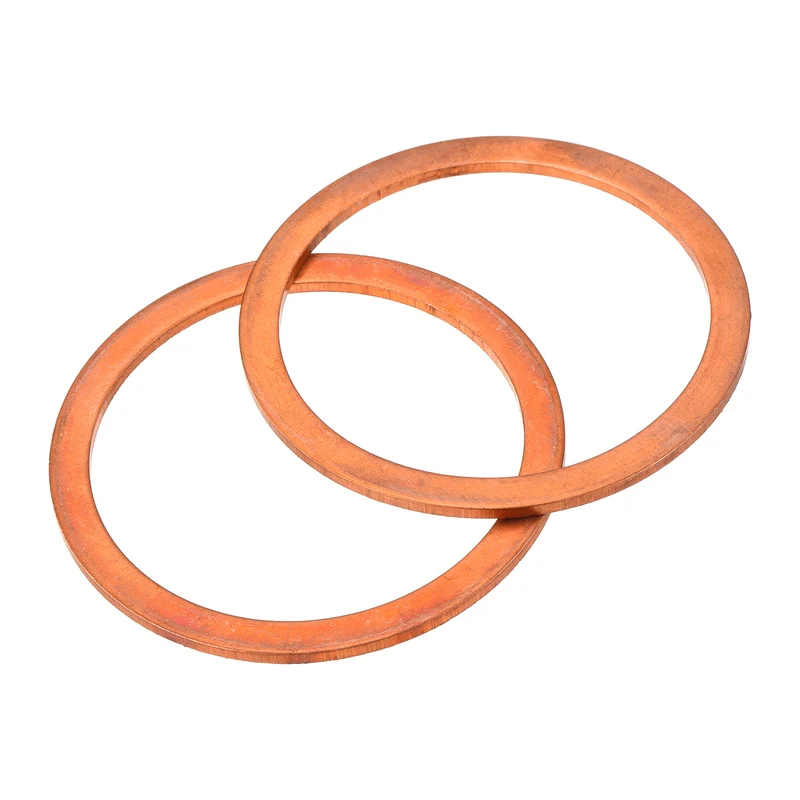 2 Pcs Flat Copper Washers 50x60x2mm Copper Flat Sealing Ring Washers