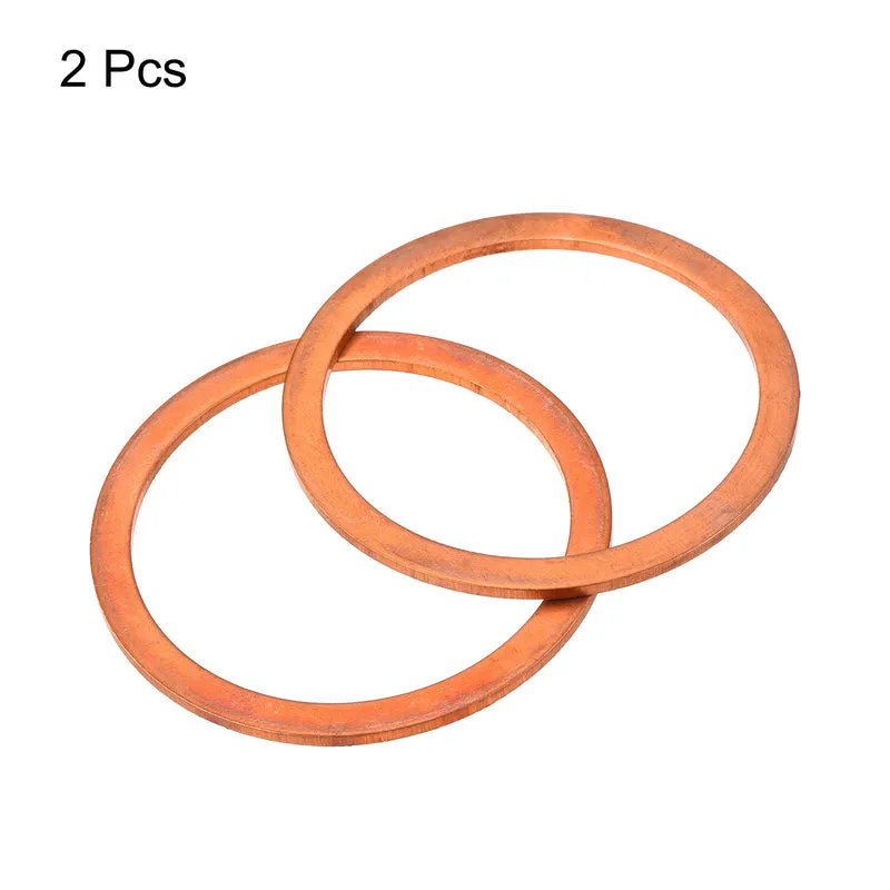 2 Pcs Flat Copper Washers 50x60x2mm Copper Flat Sealing Ring Washers