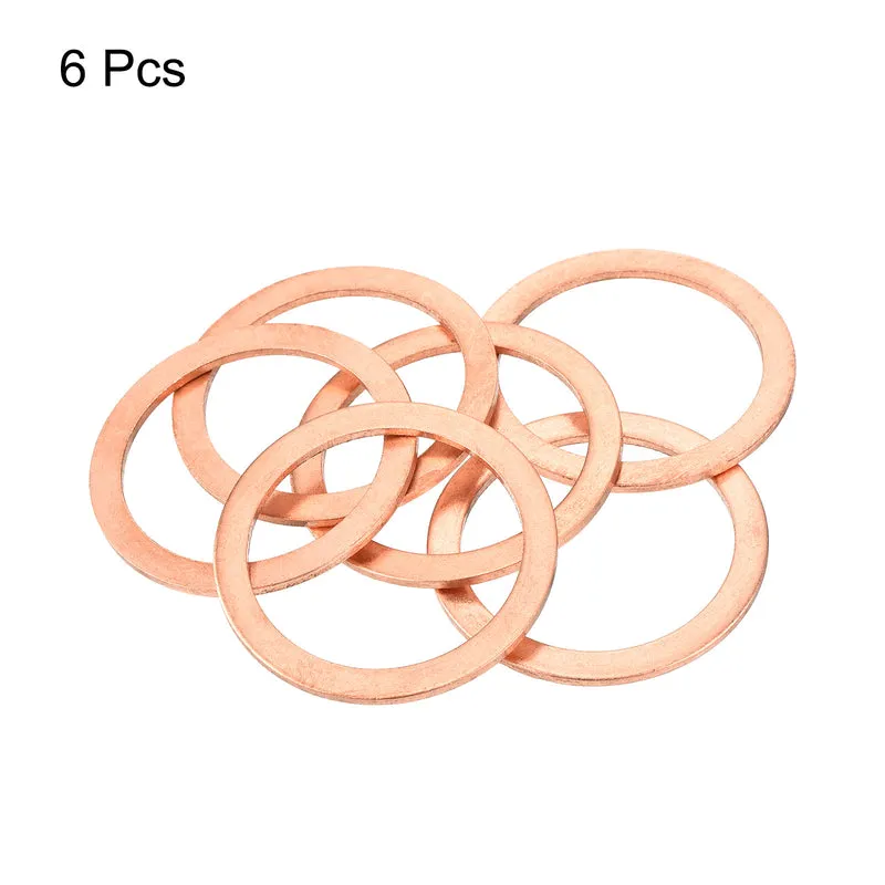 6 Pcs Flat Copper Washers 40x50x2mm Copper Flat Sealing Ring Washers