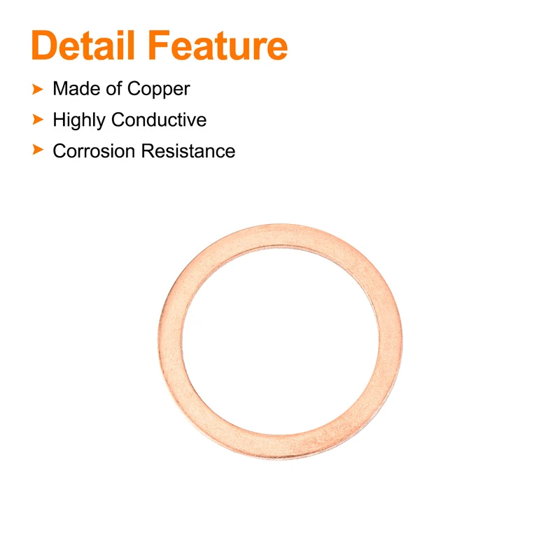 6 Pcs Flat Copper Washers 40x50x2mm Copper Flat Sealing Ring Washers