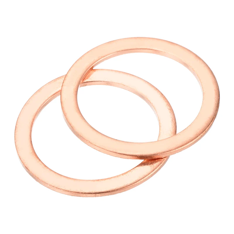 2 Pcs Flat Copper Washers 33x43x2mm Copper Flat Sealing Ring Washers