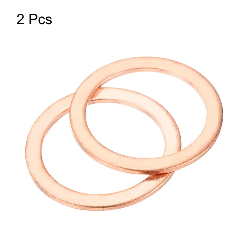 2 Pcs Flat Copper Washers 33x43x2mm Copper Flat Sealing Ring Washers