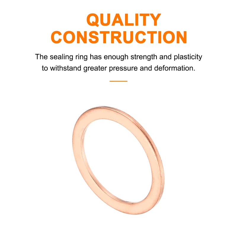 2 Pcs Flat Copper Washers 33x43x2mm Copper Flat Sealing Ring Washers