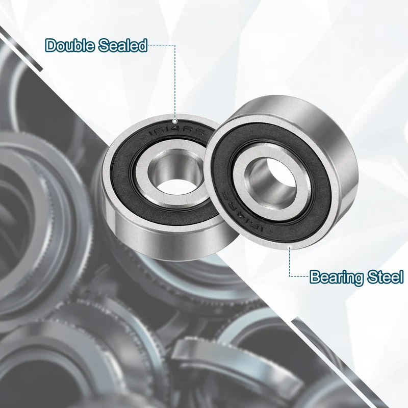 1614-2RS Deep Groove Ball Bearing, 3pcs, 3/8" x 1-1/8" x 3/8", Z2 Double Rubber