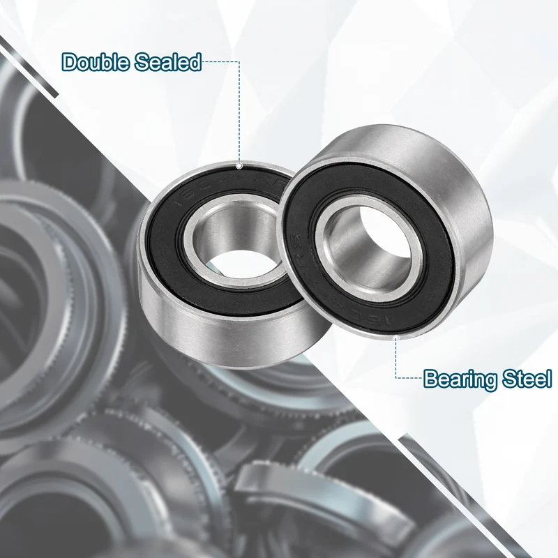 1604-2RS Deep Groove Ball Bearing, 3pcs, 3/8" x 7/8" x 11/32", Z2 Double Rubber