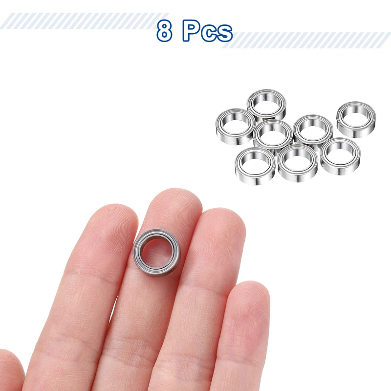 8Pcs MR128ZZ Deep Groove Ball Bearings, 8mm ID 12mm OD 3.5mm Width Bearing