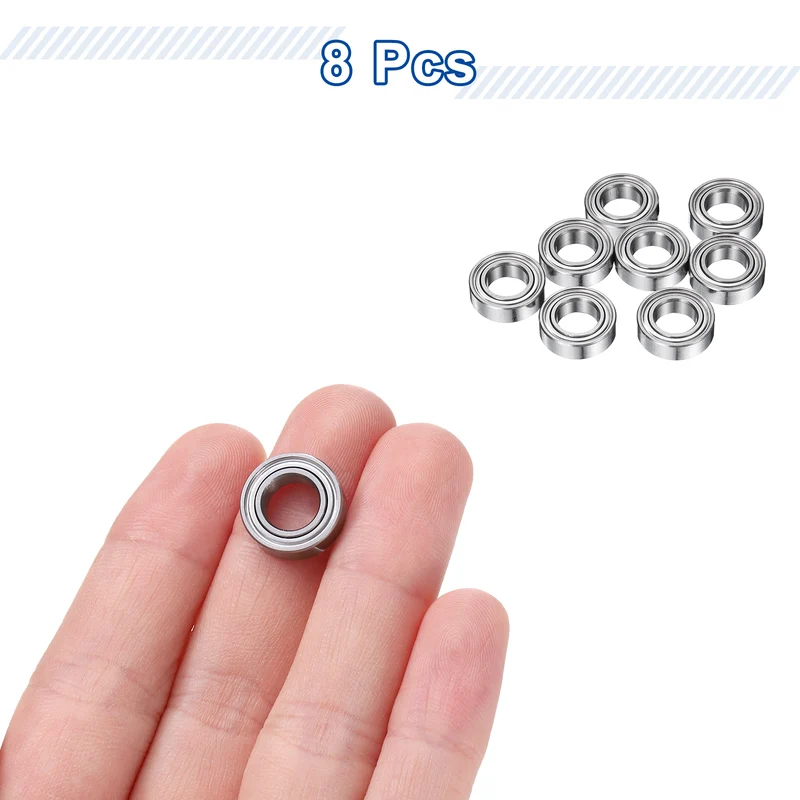 8Pcs MR137ZZ Deep Groove Ball Bearings, 7mm ID 13mm OD 4mm Width Bearing