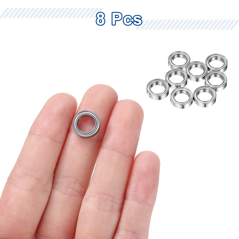 8Pcs MR117ZZ Deep Groove Ball Bearings, 7mm ID 11mm OD 3mm Width Bearing