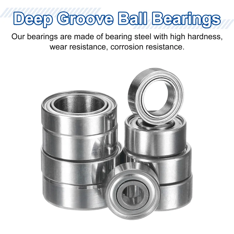 8Pcs MR117ZZ Deep Groove Ball Bearings, 7mm ID 11mm OD 3mm Width Bearing