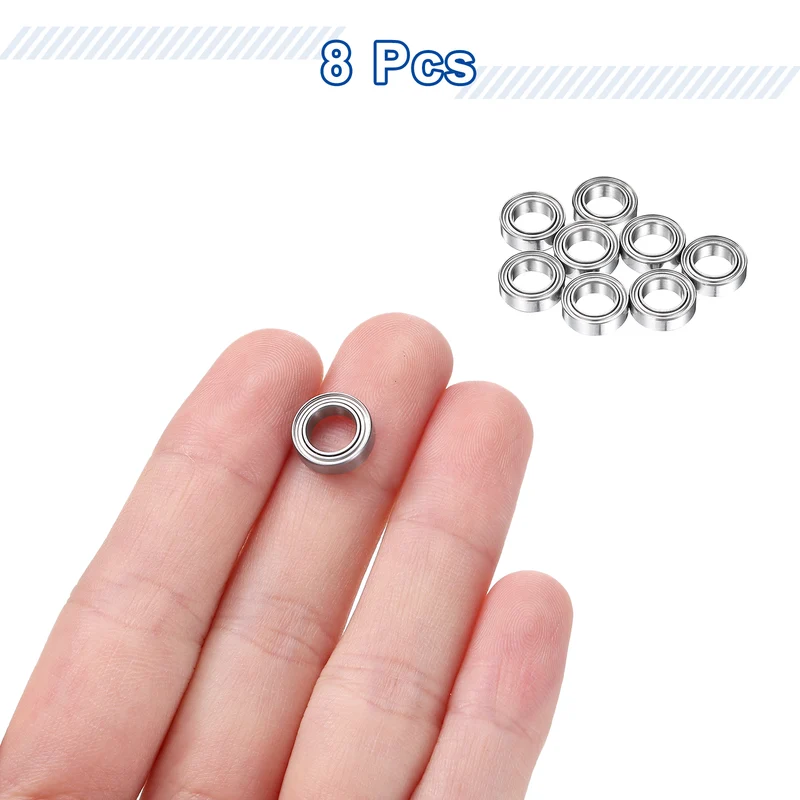 8Pcs MR106ZZ Deep Groove Ball Bearings, 6mm ID 10mm OD 3mm Width Bearing