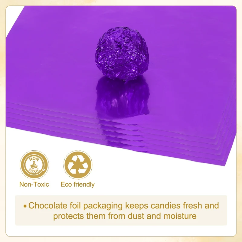 200 Pcs 4x4 Inch Foil Candy Wrappers Chocolate Wrapping Paper Purple