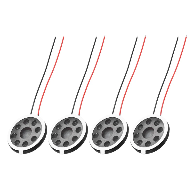 4Pcs 1W 8 Ohm 26mm/1.02" Small Round Internal Magnetic Speaker Black