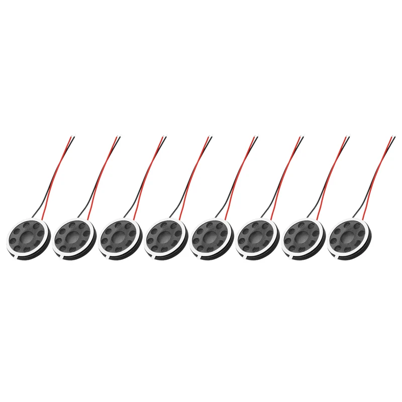 8Pcs 1W 8 Ohm 18mm/0.7" Small Round Internal Magnetic Speaker Black