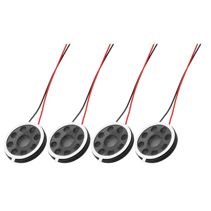 4Pcs 1W 8 Ohm 18mm/0.7" Small Round Internal Magnetic Speaker Black