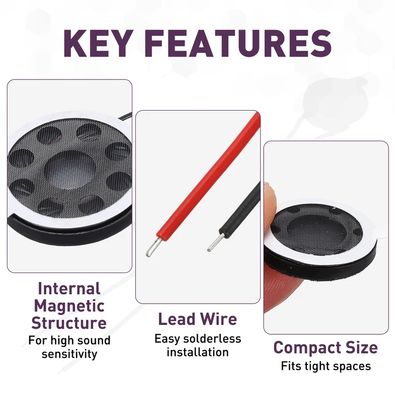 4Pcs 1W 8 Ohm 18mm/0.7" Small Round Internal Magnetic Speaker Black