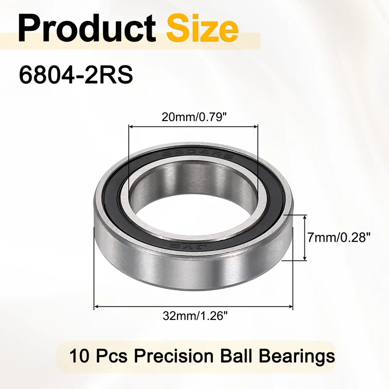 10Pcs 6804-2RS Deep Groove Ball Bearings 20x32x7mm ZV4 Level ABEC7 Precision