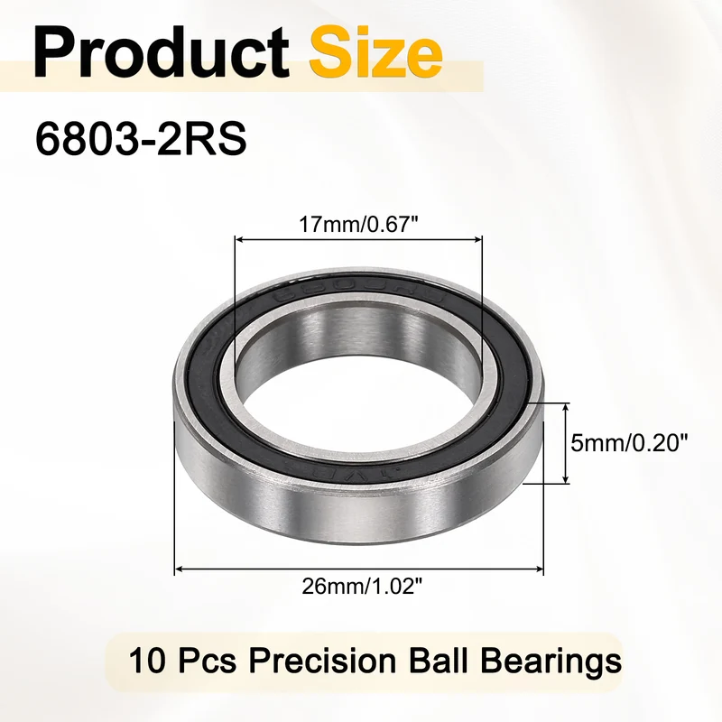 10Pcs 6803-2RS Deep Groove Ball Bearings 17x26x5mm ZV4 Level ABEC7 Precision
