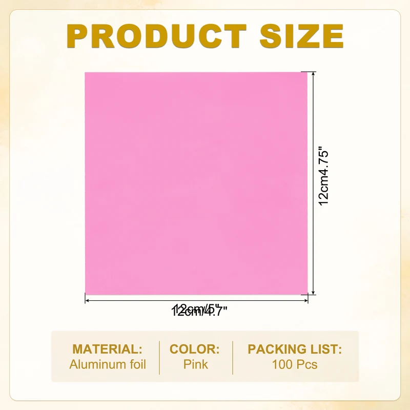 Foil Candy Wrappers 5x5 Inch, 100 Pcs Pink Glossy Paper for DIY Chocolate