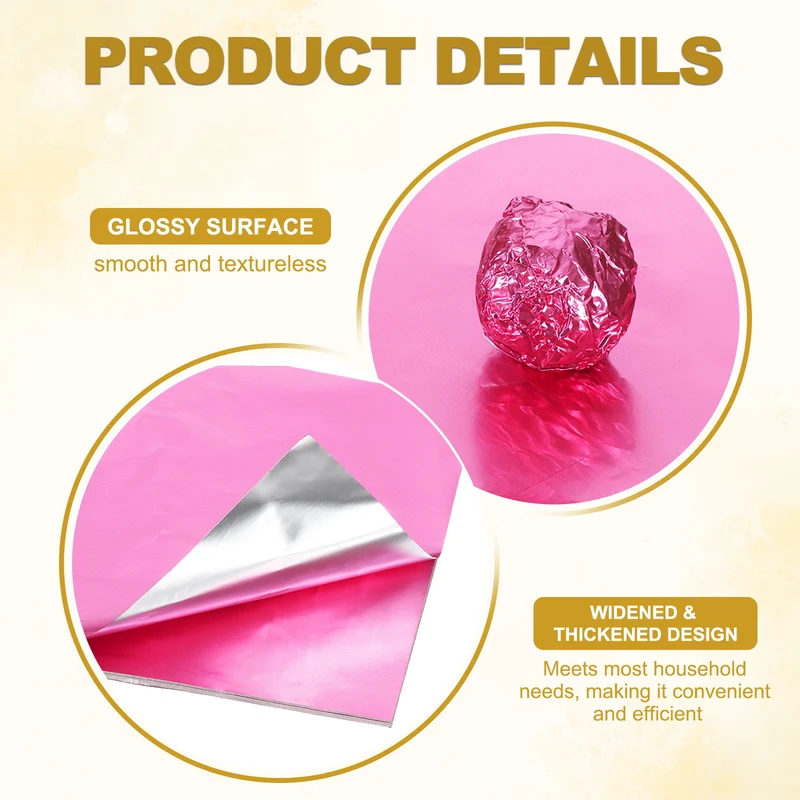 Foil Candy Wrappers 5x5 Inch, 100 Pcs Pink Glossy Paper for DIY Chocolate
