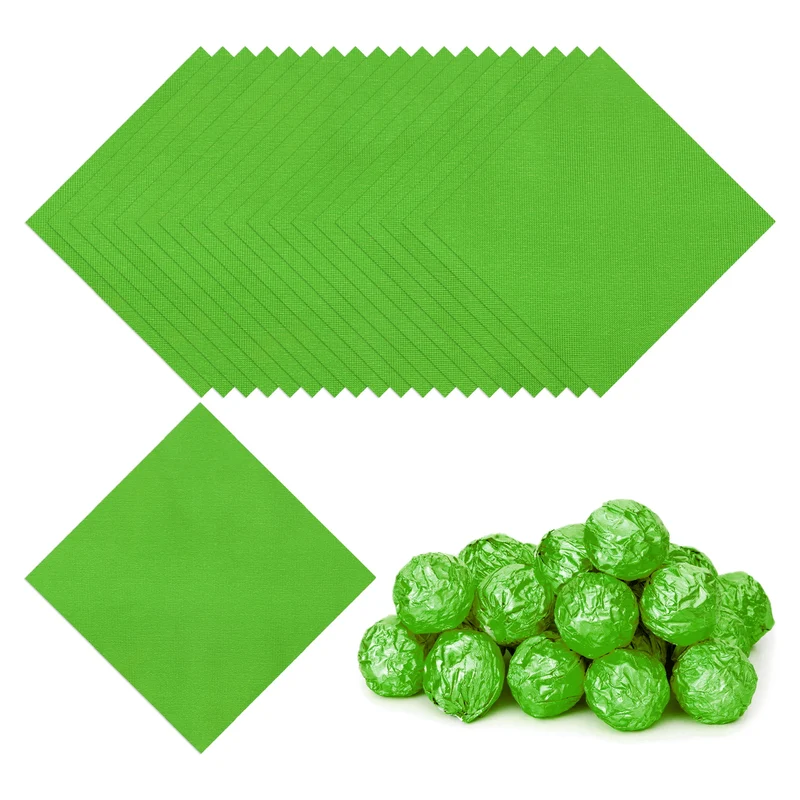 Foil Candy Wrappers 6x6 Inch, 100 Pcs Green Fine Grid Paper for DIY Chocolate