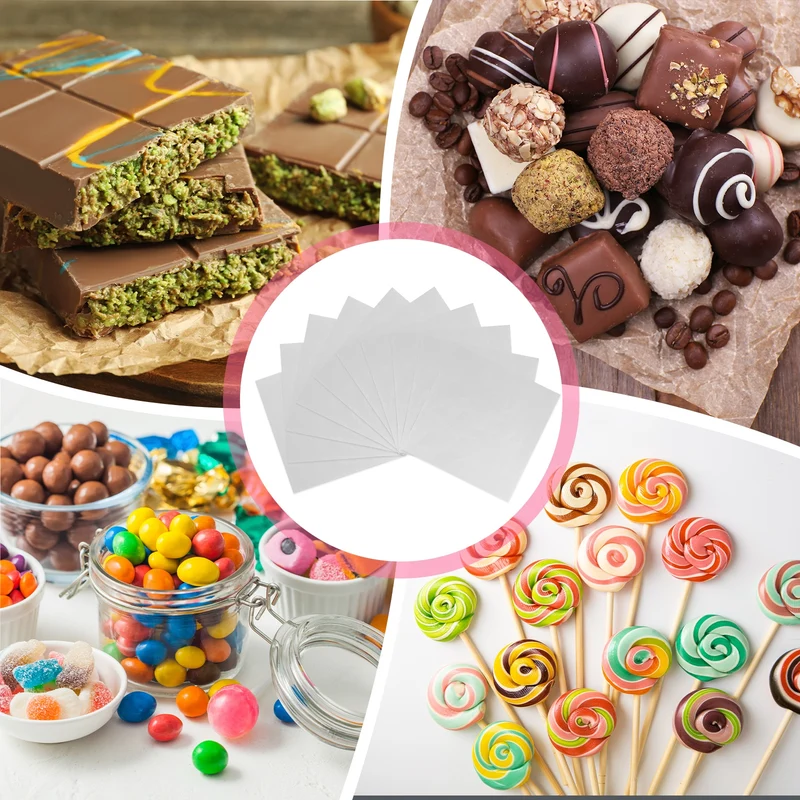 200 Pcs Candy Foil Wrappers, 7.87 x 7.87" Chocolate Wrappers, Silver