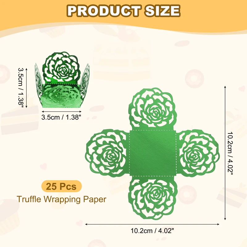 25PCS 4 Inch Truffle Wrappers for Wedding Birthday, Dark Green