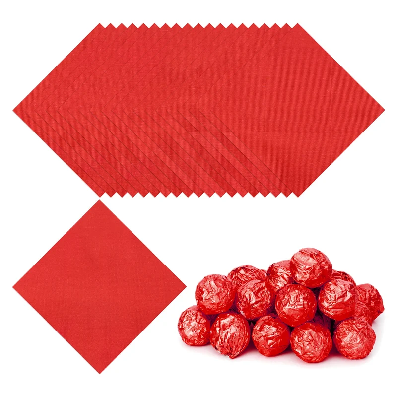 Foil Candy Wrappers 4x4 Inch, 100 Pcs Red Fine Grid Paper for DIY Chocolate