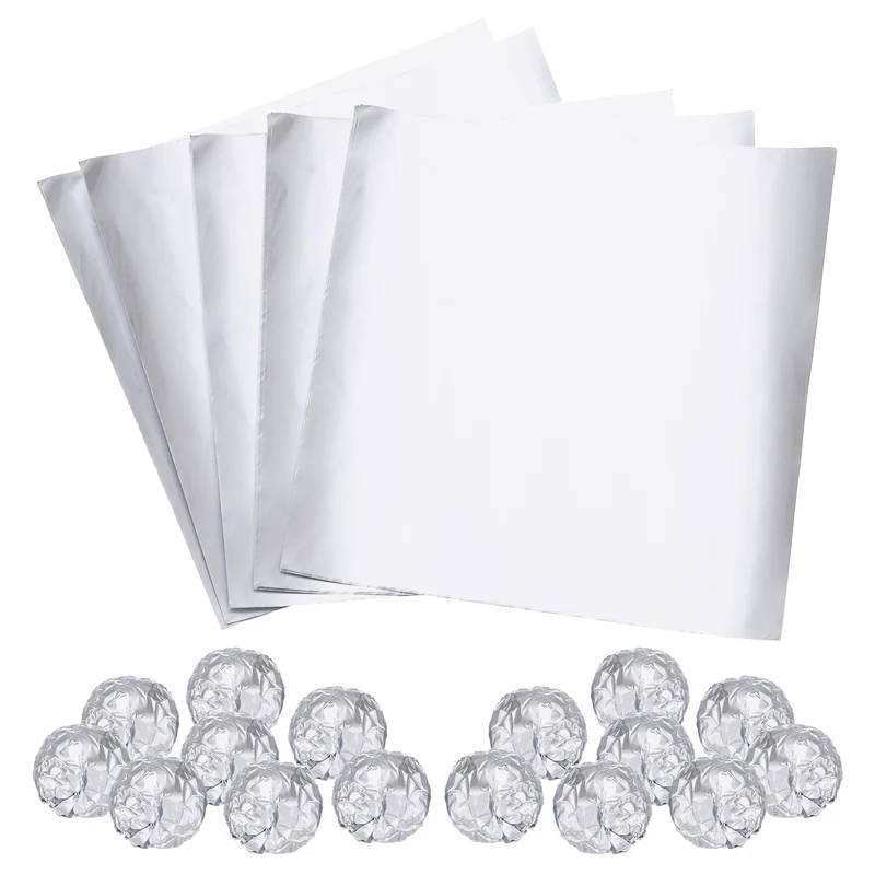 100pcs Silver Metallic Foil Paper, 3x3" Glossy Texture Wrapping Paper