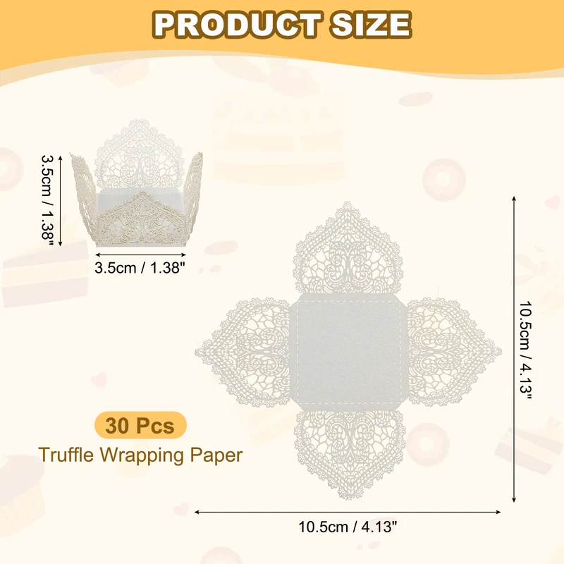 30PCS 4.1 Inch Truffle Wrappers for Wedding Birthday, White