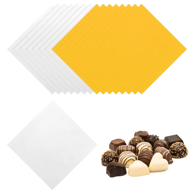 200 Pcs Candy Foil Wrappers, 7.87 x 7.87" Chocolate Wrappers, Gold/Silver