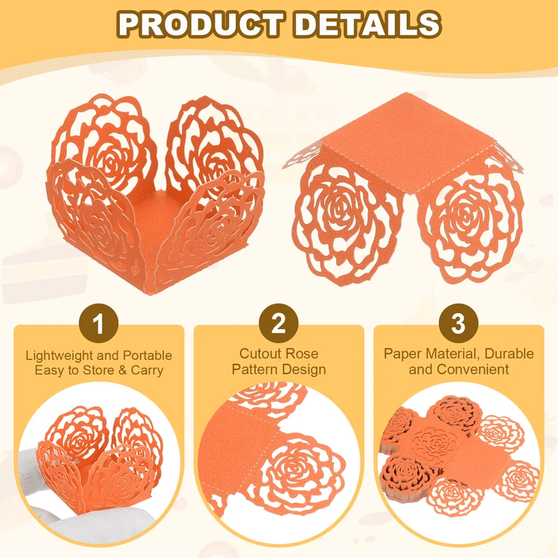 50PCS 4 Inch Truffle Wrappers for Wedding Birthday, Orange