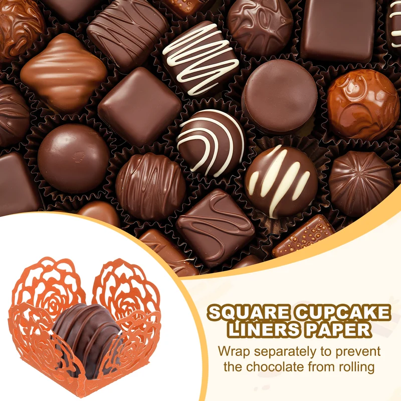 50PCS 4 Inch Truffle Wrappers for Wedding Birthday, Orange
