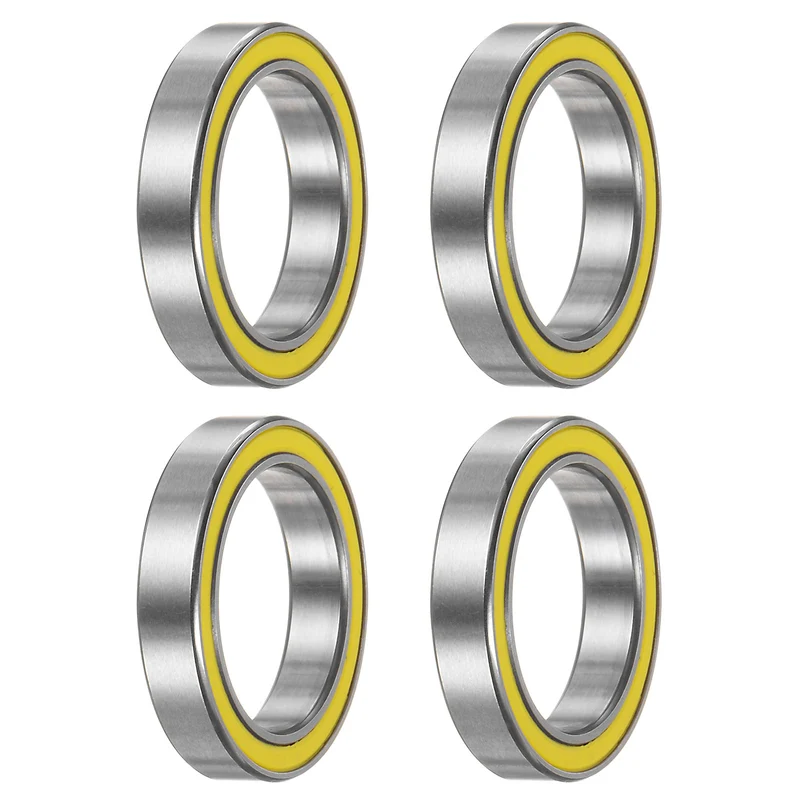 6702-2RS Deep Groove Ball Bearing,4pcs 15x21x4mm Z2 Bearings,Yellow