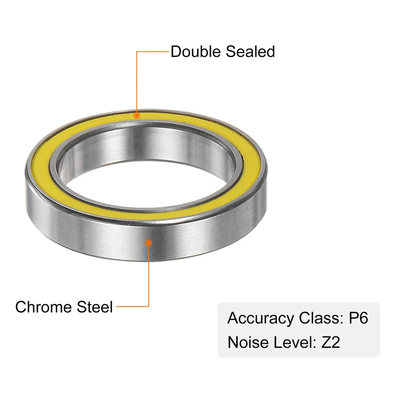 6702-2RS Deep Groove Ball Bearing,4pcs 15x21x4mm Z2 Bearings,Yellow
