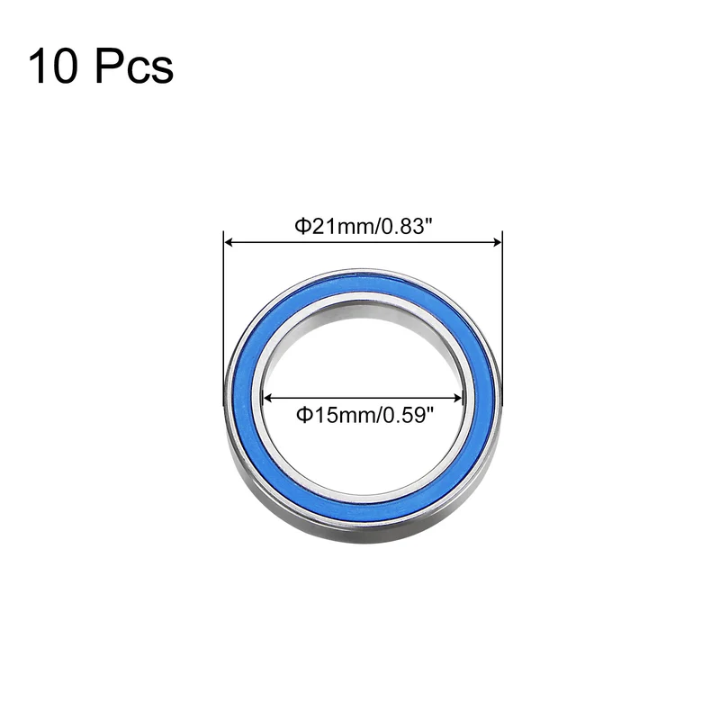 6702-2RS Deep Groove Ball Bearing,10pcs 15x21x4mm Z2 Bearings,Blue