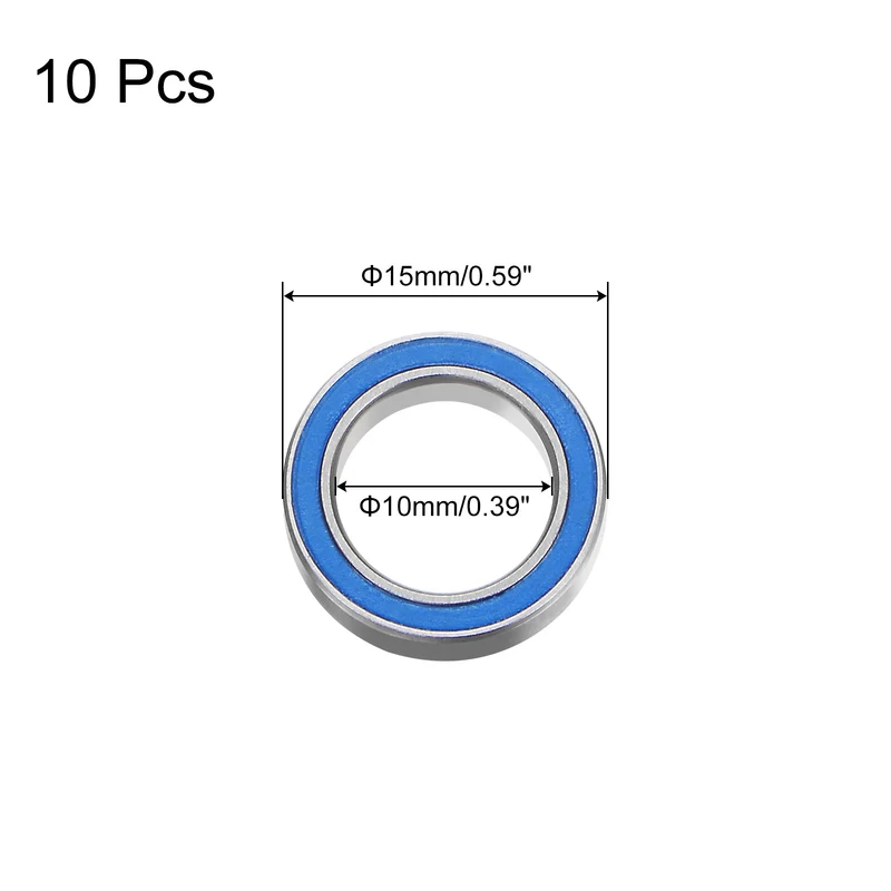 6700-2RS Deep Groove Ball Bearing, 10pcs 10 x 15 x 4mm Double Rubber Sealed Chrome Steel Bearings, Blue