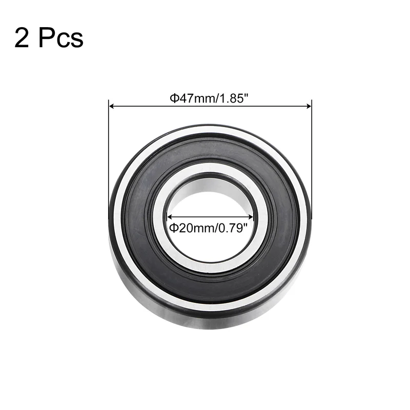 6204-2RS Deep Groove Ball Bearing,2pcs 20x47x14mm C3 Bearings,Black