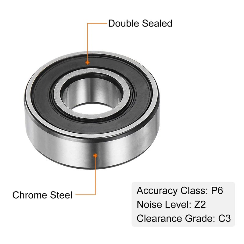 6202-2RS Deep Groove Ball Bearing,4pcs 15x35x11mm C3 Bearings,Black