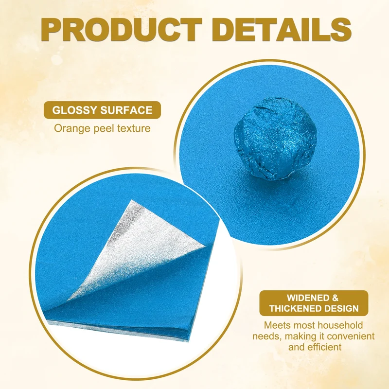 200 Pcs 3x3 Inch Foil Candy Wrappers Chocolate Wrapping Paper Dark Blue