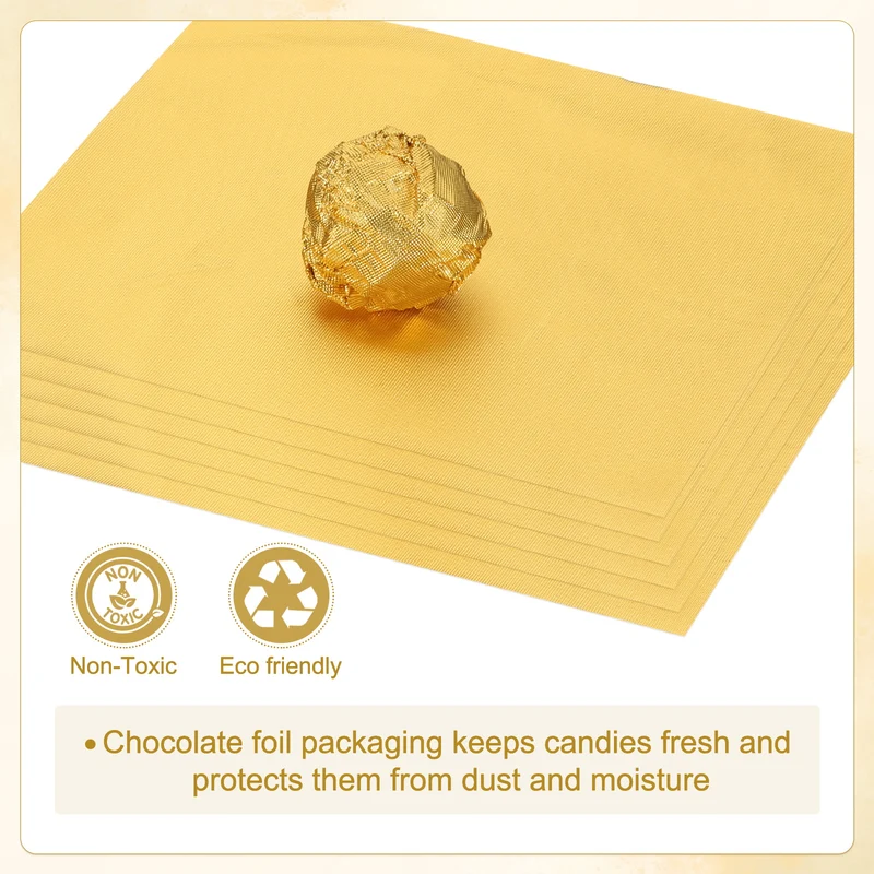 Foil Candy Wrappers 4x4 Inch, 100 Pcs Gold Fine Grid Paper for DIY Chocolate